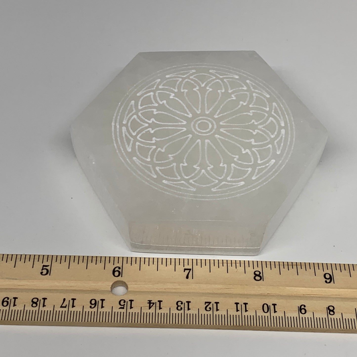 1pcs, 3.3" -3.5" Selenite Crystals Carved Hexagon Shape gypsum @Morocco