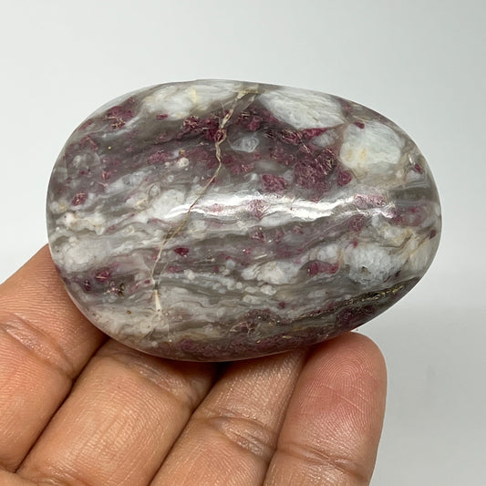92.8g,2.4"x1.7"x1.1" Tourmaline Rubellite Palm-Stone Reiki @Madagascar,B20942