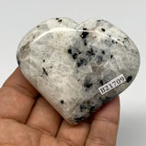 112.9g, 2.3"x2.6"x0.8", Rainbow Moonstone Heart Crystal Gemstone @India, B21709