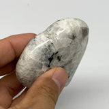 112.9g, 2.3"x2.6"x0.8", Rainbow Moonstone Heart Crystal Gemstone @India, B21709