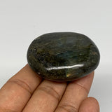 71.7g,2"x1.7"x0.8", Labradorite Palm-stone Tumbled Reiki @Madagascar,B17810