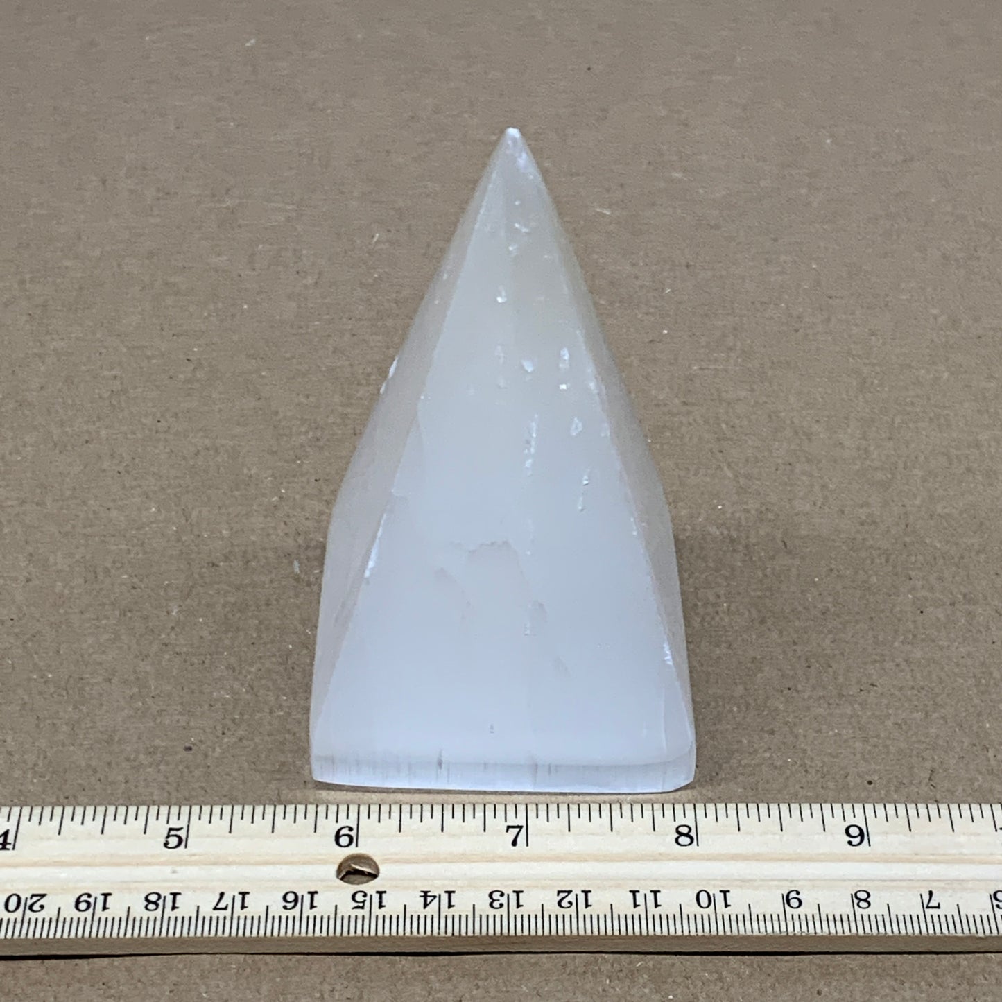 343.4g, 4"x2.4" White Selenite/Satin Spar Pyramid Crystal @Morocco, B24166