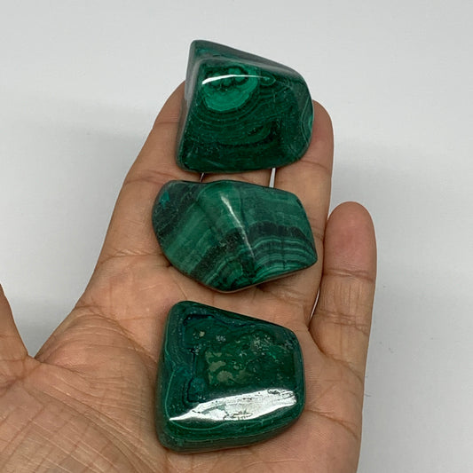 160.9g, 1.5"-1.8",3pcs, Natural Small Malachite Tumbled Polished Gemstone, B1857