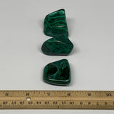 160.9g, 1.5"-1.8",3pcs, Natural Small Malachite Tumbled Polished Gemstone, B1857
