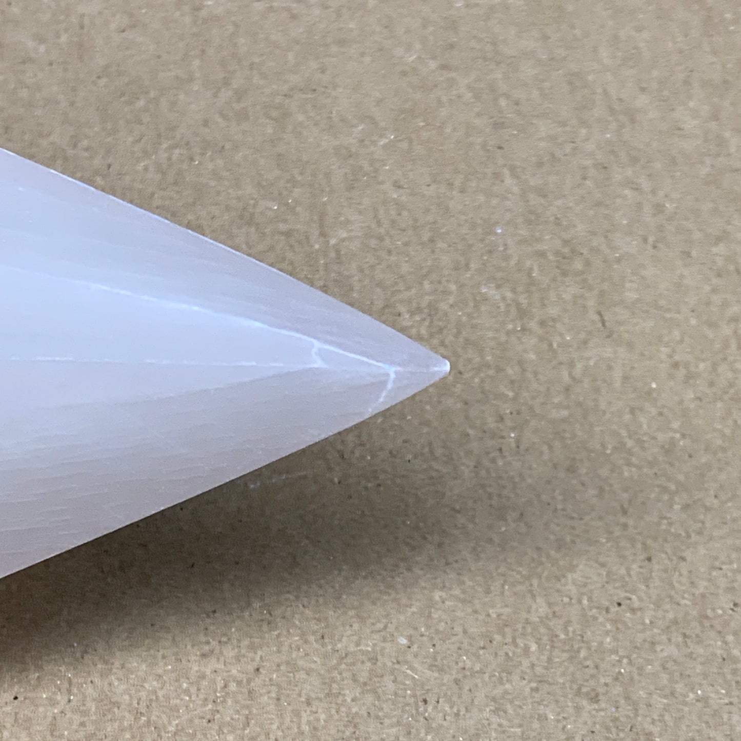 307g, 4"x2.2" White Selenite/Satin Spar Pyramid Crystal @Morocco, B24168