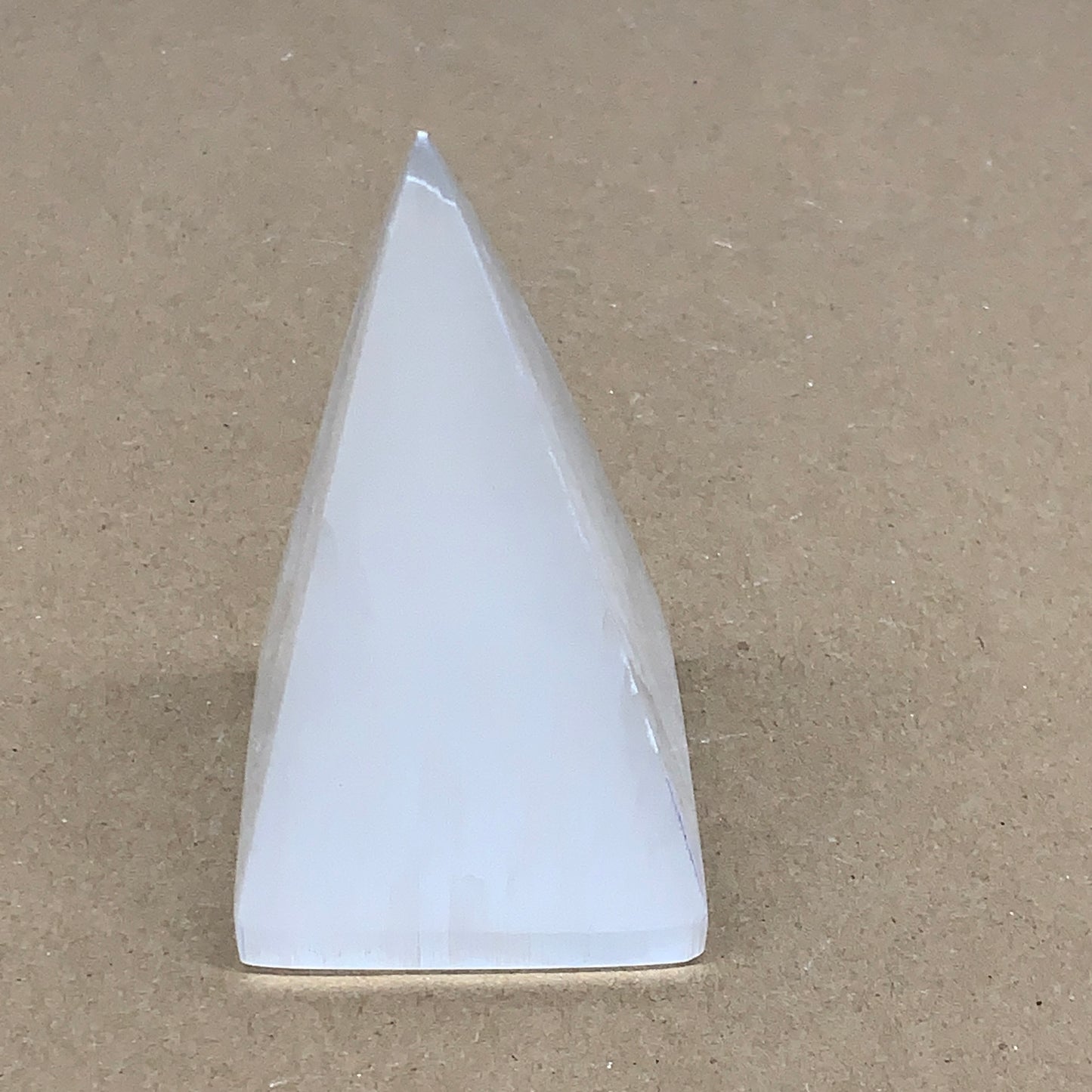 307g, 4"x2.2" White Selenite/Satin Spar Pyramid Crystal @Morocco, B24168