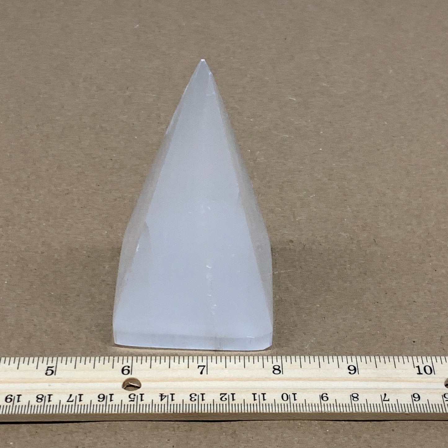 307g, 4"x2.2" White Selenite/Satin Spar Pyramid Crystal @Morocco, B24168