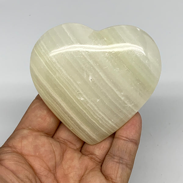 201.6g, 2.8"x3"x1.1" Natural Green Onyx Heart Polished Healing Crystal, B26610