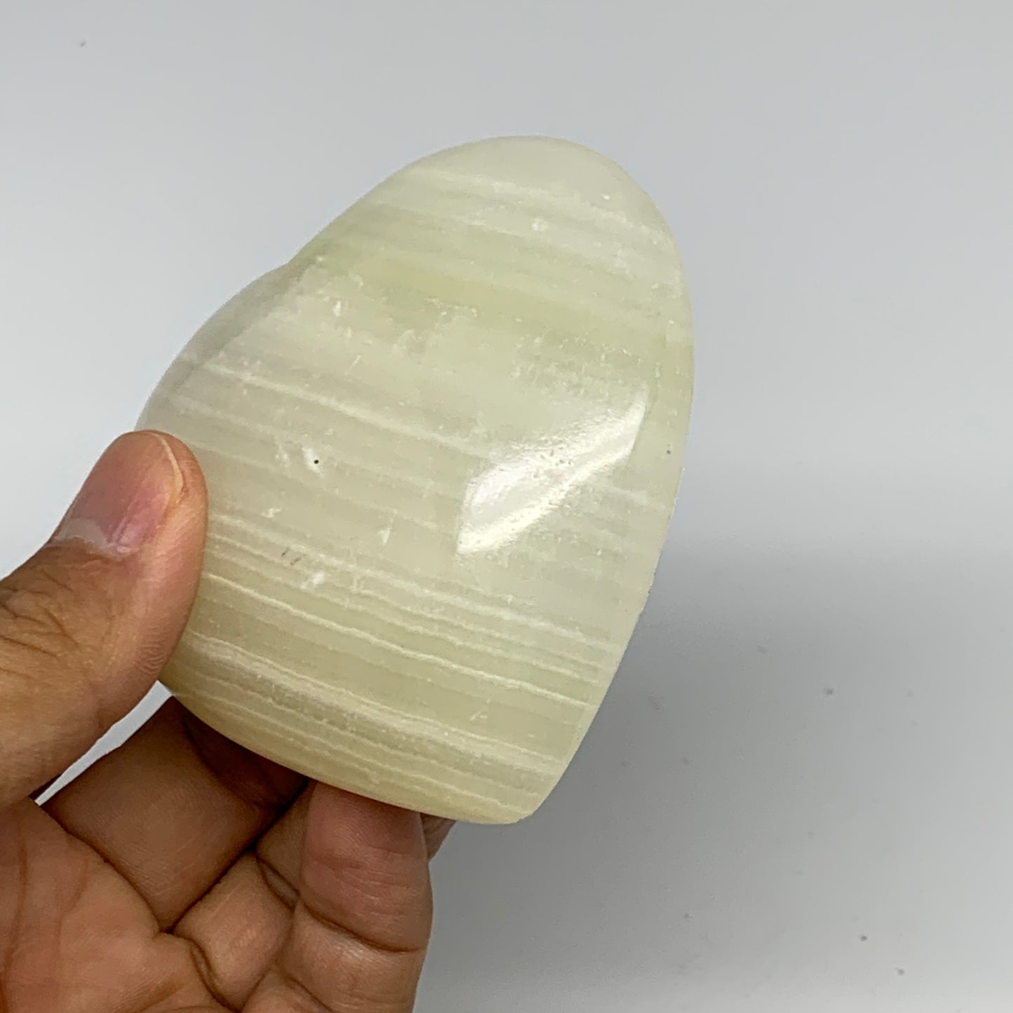 201.6g, 2.8"x3"x1.1" Natural Green Onyx Heart Polished Healing Crystal, B26610