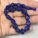 17.7g,6mm-10mm,17 beads,Lapis Corner Facet Beads Strand 7" Afghanistan,LpB632