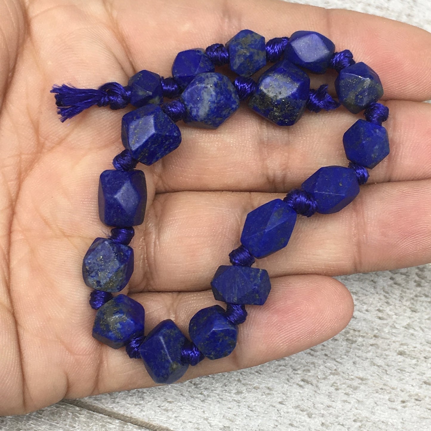 17.7g,6mm-10mm,17 beads,Lapis Corner Facet Beads Strand 7" Afghanistan,LpB632