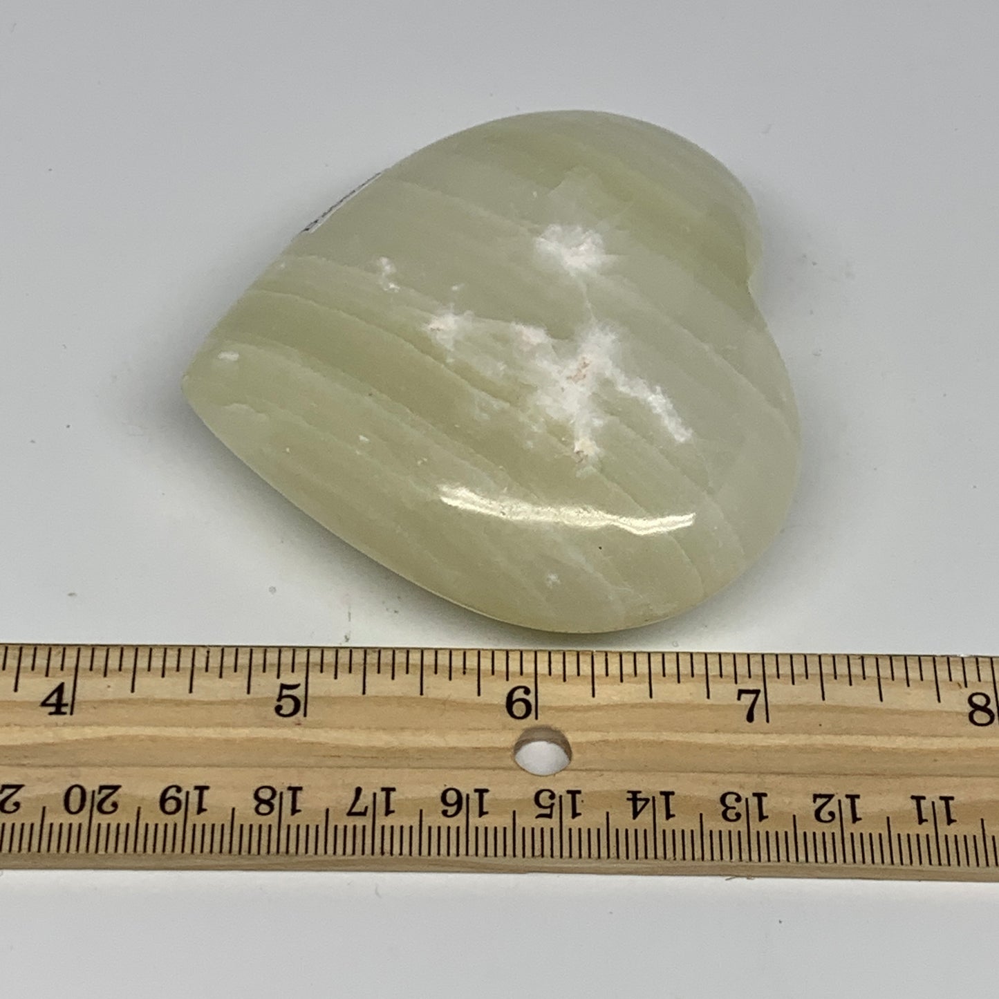 201.6g, 2.8"x3"x1.1" Natural Green Onyx Heart Polished Healing Crystal, B26610
