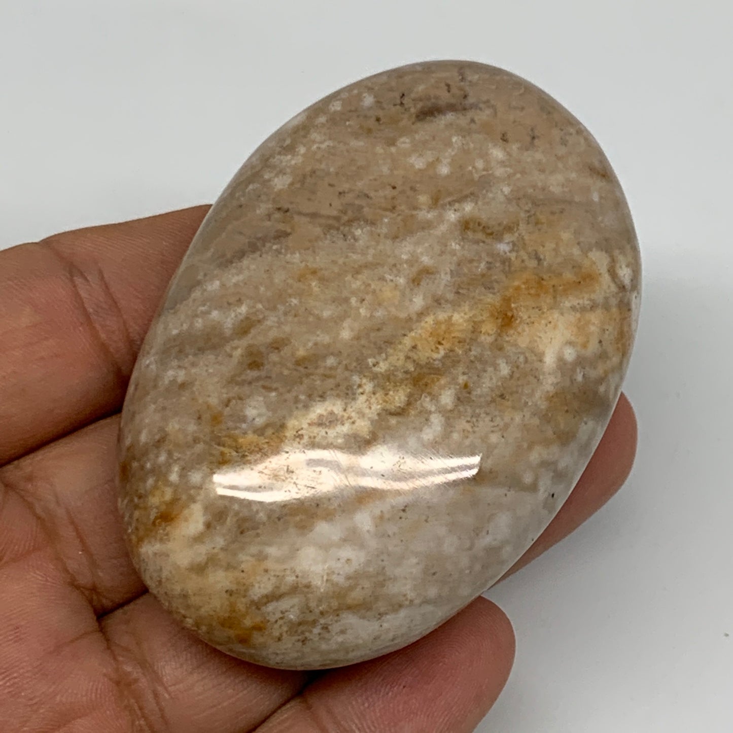 89g, 2.6"x1.8"x1", Natural Black Opal Crystal PalmStone Polished Reiki,B9679