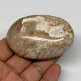 89g, 2.6"x1.8"x1", Natural Black Opal Crystal PalmStone Polished Reiki,B9679