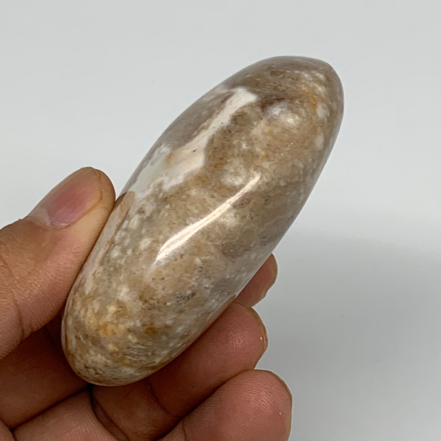 89g, 2.6"x1.8"x1", Natural Black Opal Crystal PalmStone Polished Reiki,B9679