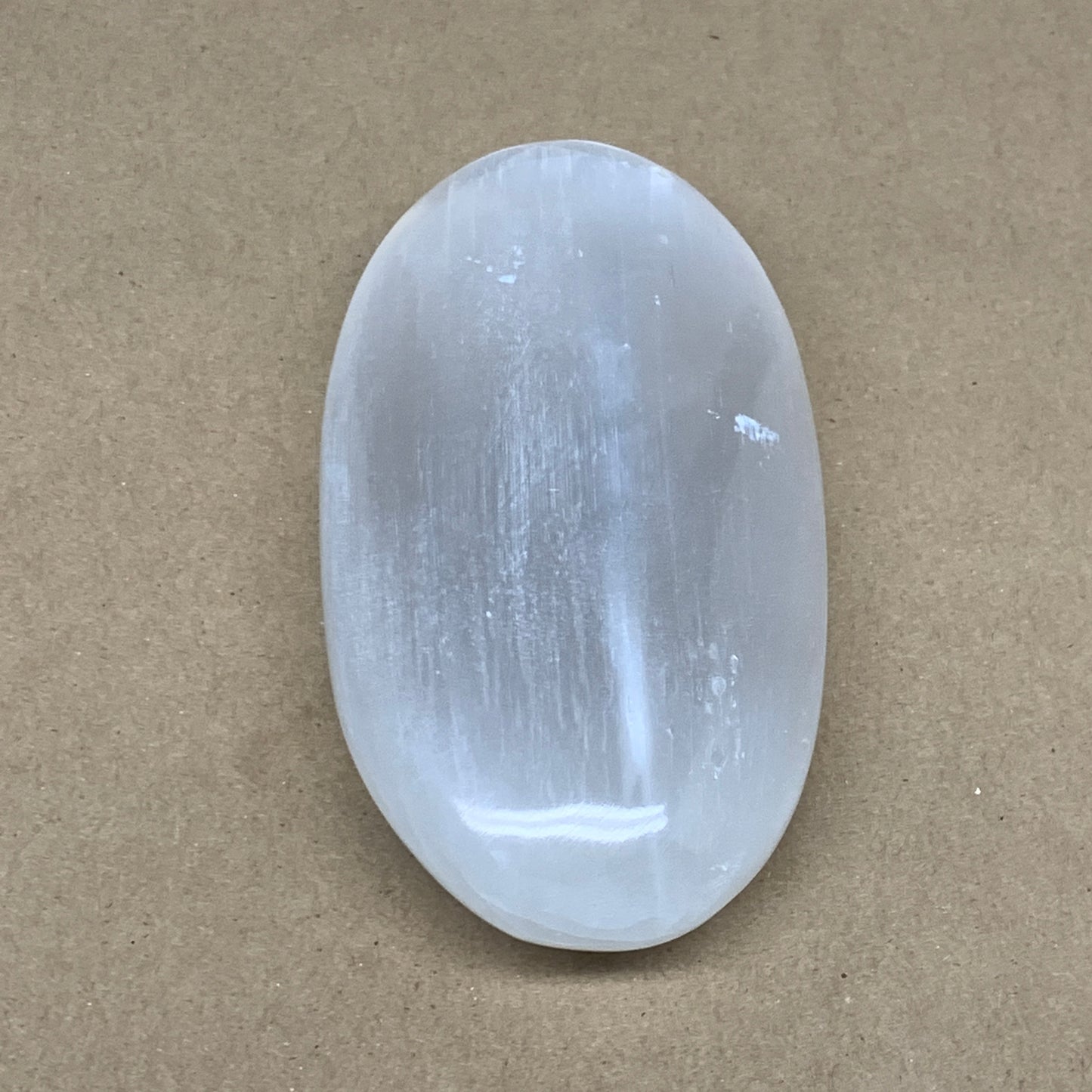 493g, 5.8"x3"x1.3", White Selenite Palmstone Crystal Pillow Reiki Morocco, B1290