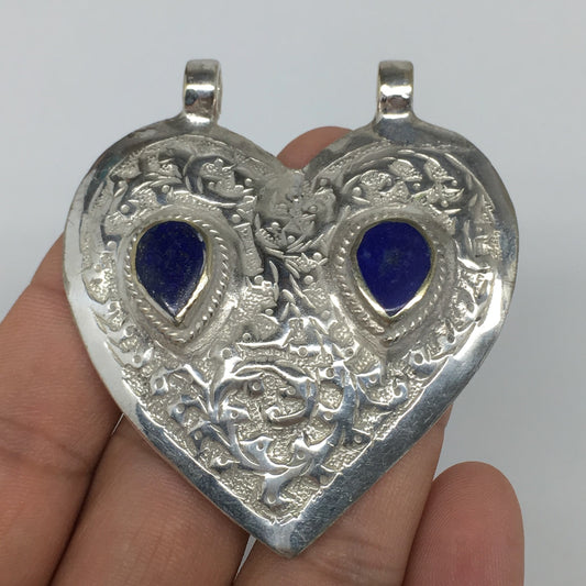 1pc,2.4"x2.1"x0.4",Turkmen Pendant Lapis Lazuli Heart Shape Statement,TN667
