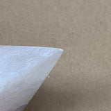 295g, 3.9"x2.3" White Selenite/Satin Spar Pyramid Crystal @Morocco, B24170