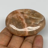 80.8g,2.4"x1.8"x0.9", Peach Moonstone Palm-Stone Polished Reiki Crystal, B15462