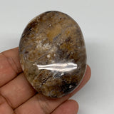 75.2g, 2.4"x1.8"x0.9", Natural Black Opal Crystal PalmStone Polished Reiki,B9680