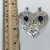 1pc,2.4"x2.1"x0.4",Turkmen Pendant Lapis Lazuli Heart Shape Statement,TN667