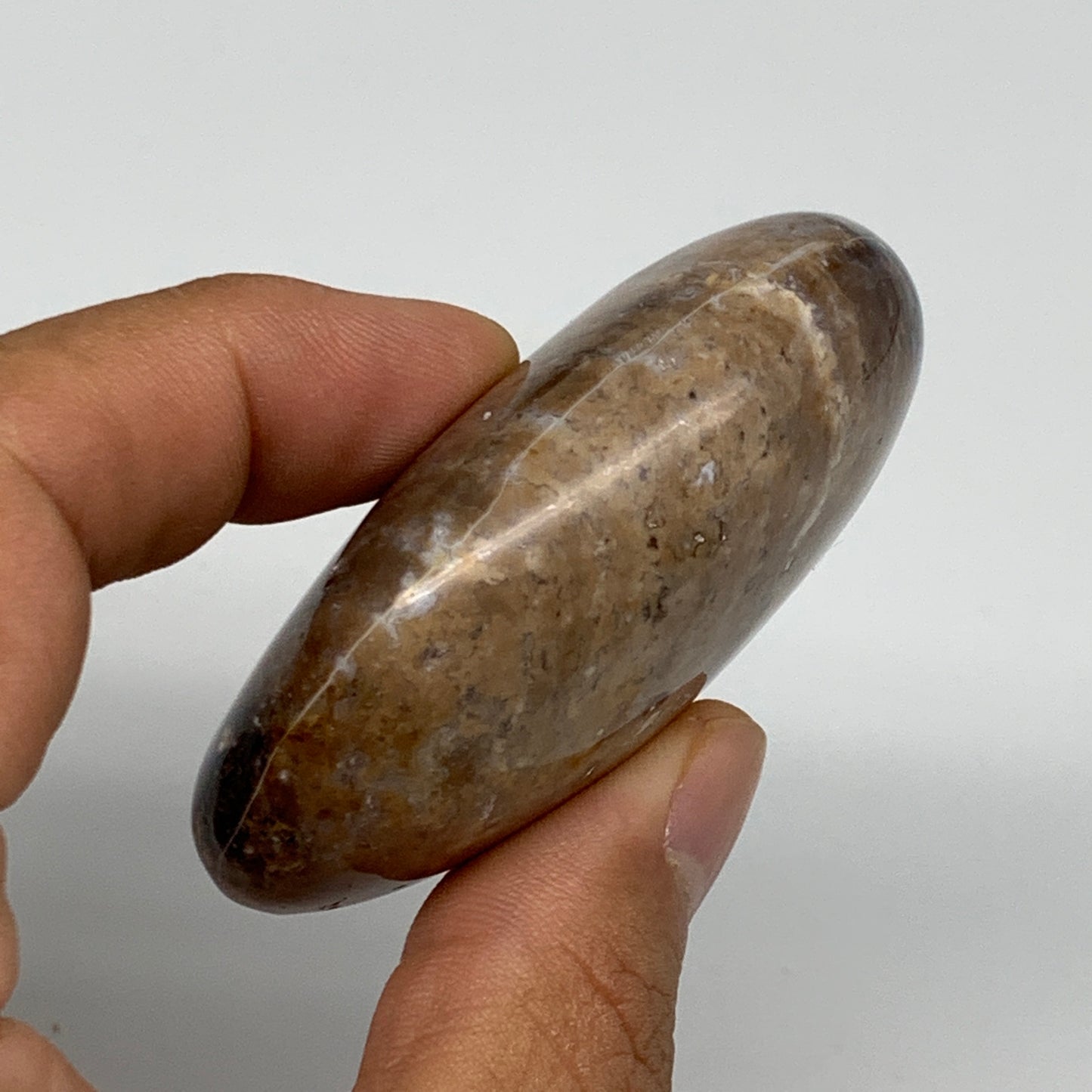 75.2g, 2.4"x1.8"x0.9", Natural Black Opal Crystal PalmStone Polished Reiki,B9680