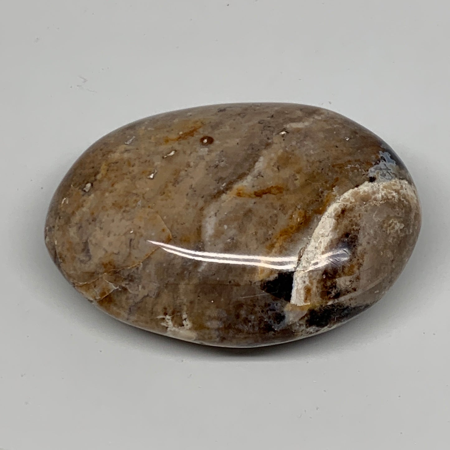 75.2g, 2.4"x1.8"x0.9", Natural Black Opal Crystal PalmStone Polished Reiki,B9680