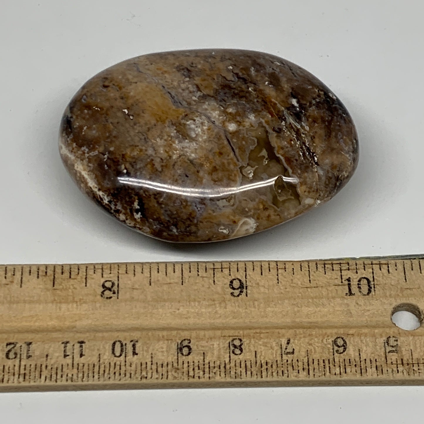 75.2g, 2.4"x1.8"x0.9", Natural Black Opal Crystal PalmStone Polished Reiki,B9680