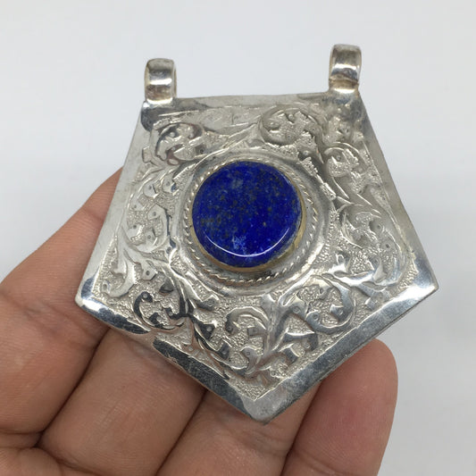 1pc,2.5"x2.3"x0.6",Turkmen Pendant Lapis Lazuli Pentagon Shape Statement,TN669