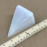 345g, 3.9"x2.5" White Selenite/Satin Spar Pyramid Crystal @Morocco, B24171