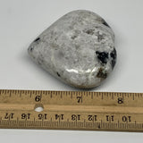 109.6g, 2.3"x2.5"x0.9", Rainbow Moonstone Heart Crystal Gemstone @India, B21716