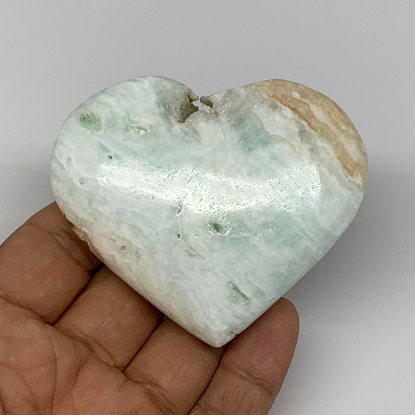 125.5g, 2.4"x2.9"x0.8" Caribbean Calcite Heart Gemstones @Afghanistan,B26222