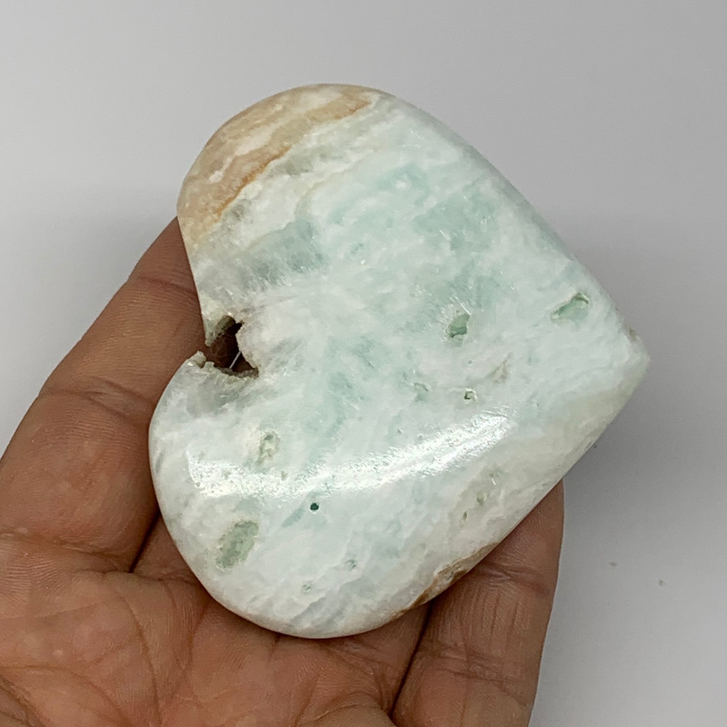 125.5g, 2.4"x2.9"x0.8" Caribbean Calcite Heart Gemstones @Afghanistan,B26222