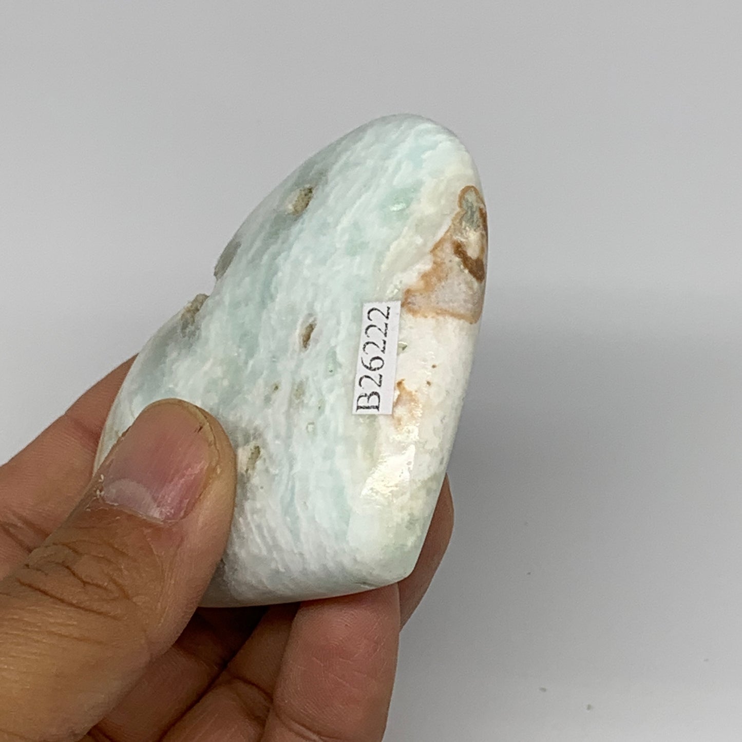 125.5g, 2.4"x2.9"x0.8" Caribbean Calcite Heart Gemstones @Afghanistan,B26222