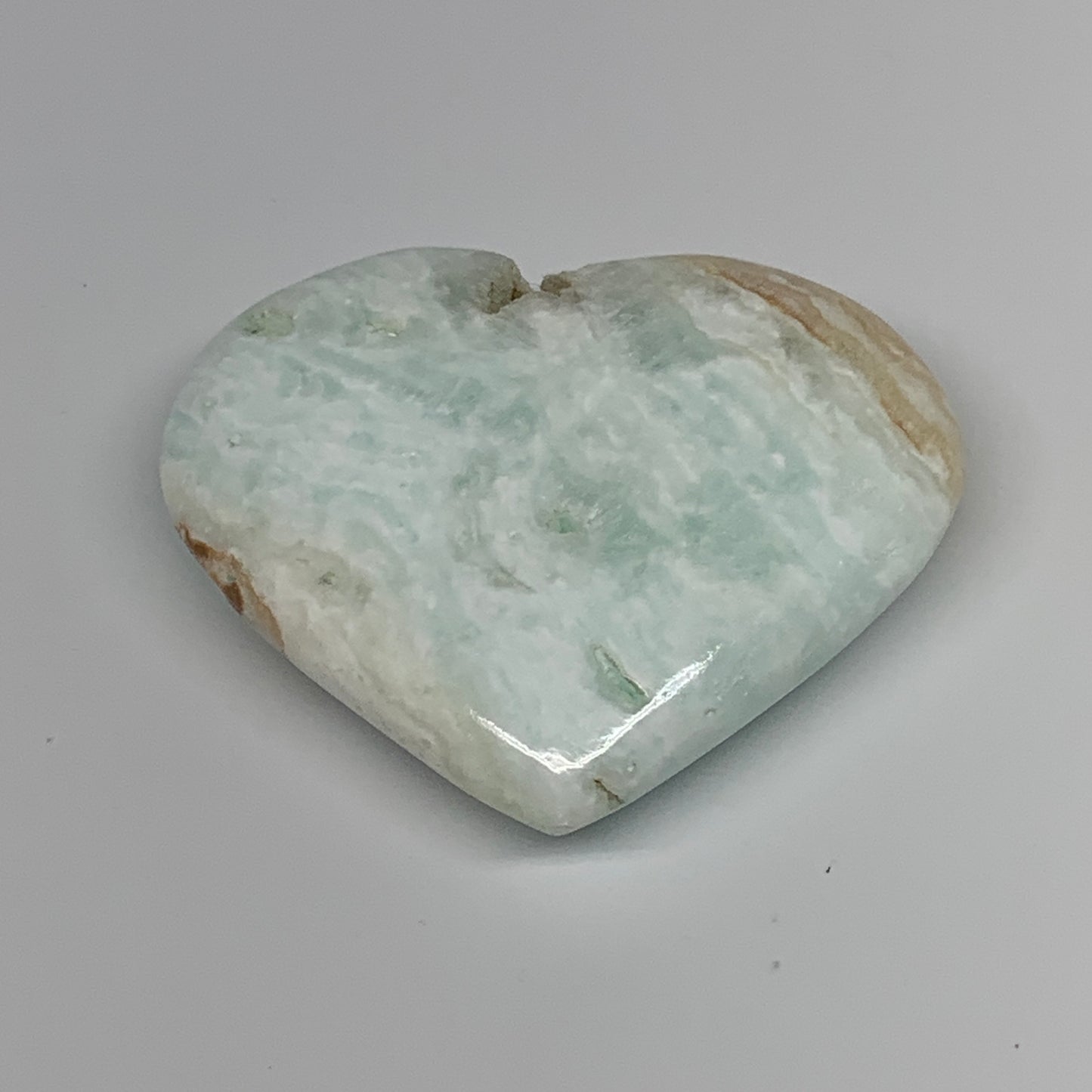125.5g, 2.4"x2.9"x0.8" Caribbean Calcite Heart Gemstones @Afghanistan,B26222
