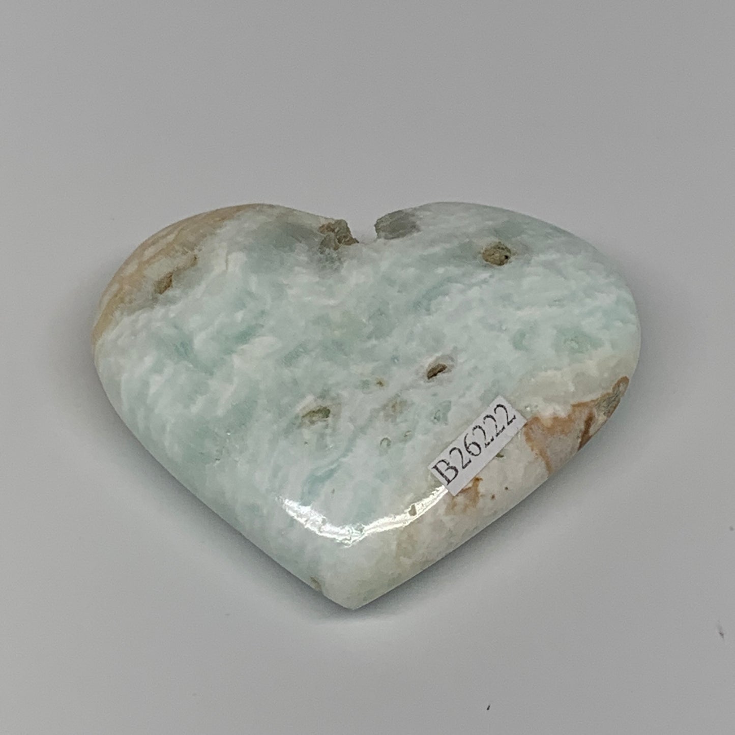 125.5g, 2.4"x2.9"x0.8" Caribbean Calcite Heart Gemstones @Afghanistan,B26222