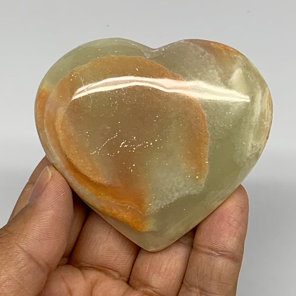 114.1g, 2.4"x2.7"x0.8" Natural Green Onyx Heart Polished Healing Crystal, B26616