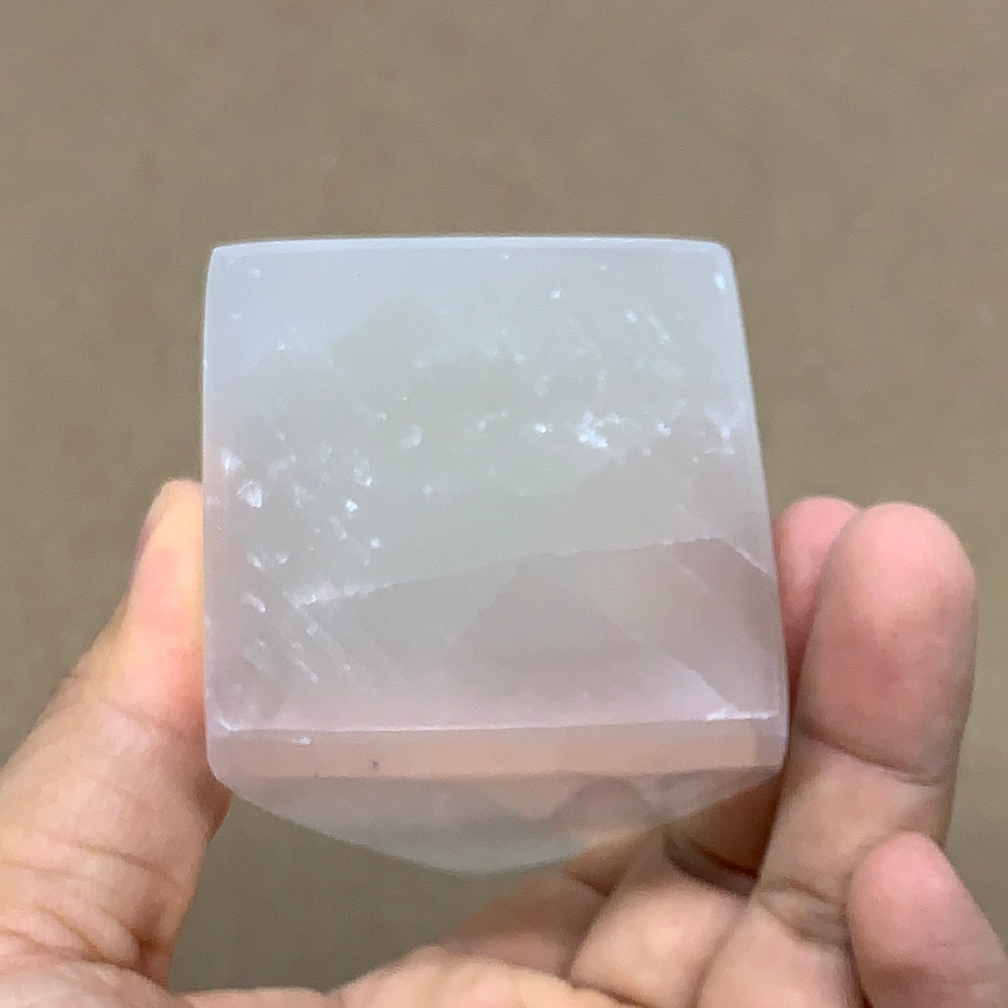 291g, 3.9"x2.2" White Selenite/Satin Spar Pyramid Crystal @Morocco, B24175