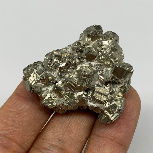 43.5g, 1.6"x1.4"x0.8", Natural Untreated Pyrite Cluster Mineral Specimens,B19377