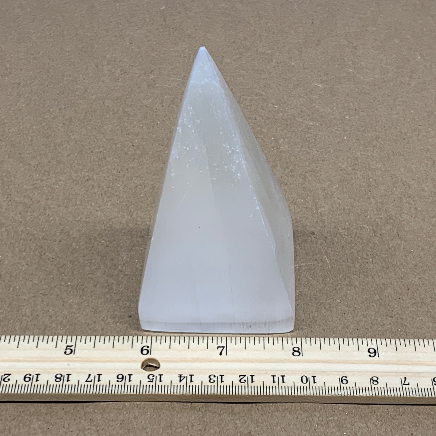 291g, 3.9"x2.2" White Selenite/Satin Spar Pyramid Crystal @Morocco, B24175