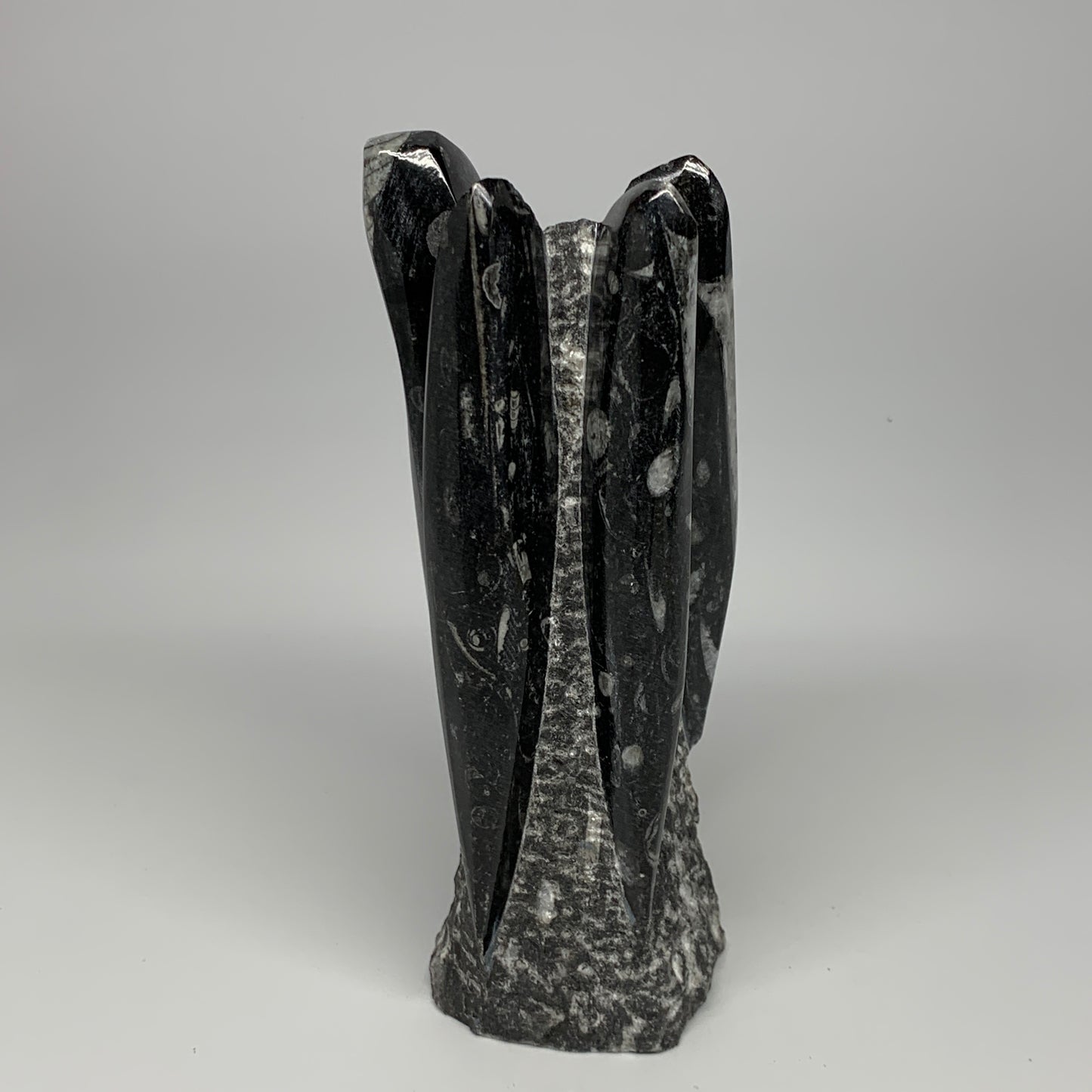 1325g, 7.5"x3.3"x3" Black Fossils Orthoceras Sculpture Tower @Morocco, B23412