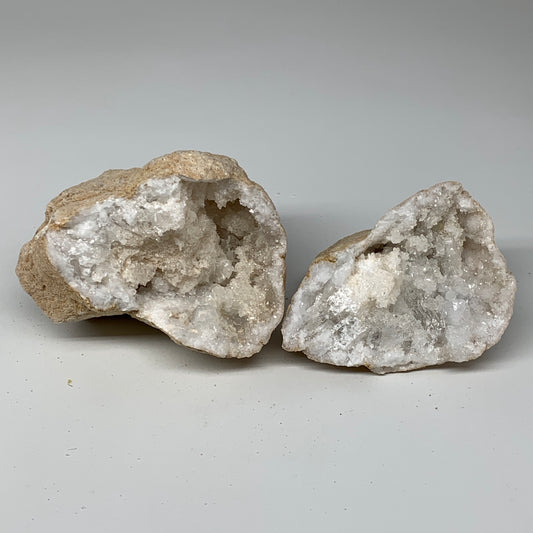 3.46Lbs,6.25"x5.1"x3.8", 1 Pair, Natural Quartz Geodes Sculpture @Morocco,B10516