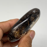 80.6g, 2.7"x1.8"x0.8", Natural Black Opal Crystal PalmStone Polished Reiki,B2313