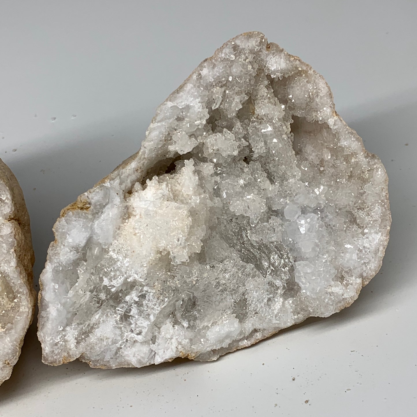 3.46Lbs,6.25"x5.1"x3.8", 1 Pair, Natural Quartz Geodes Sculpture @Morocco,B10516