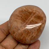 112.4g,2.2"x2"x1", Peach Moonstone Palm-Stone Polished Reiki Crystal, B15468