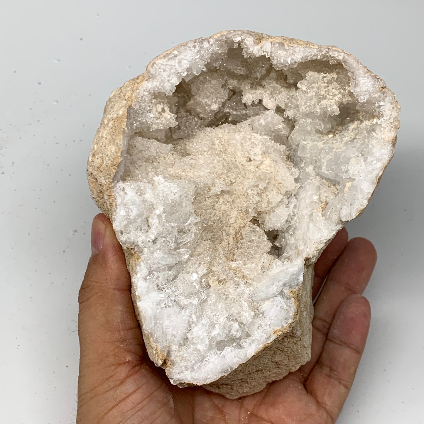 3.46Lbs,6.25"x5.1"x3.8", 1 Pair, Natural Quartz Geodes Sculpture @Morocco,B10516