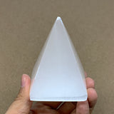 283g, 3.4"x2.4" White Selenite/Satin Spar Pyramid Crystal @Morocco, B24177