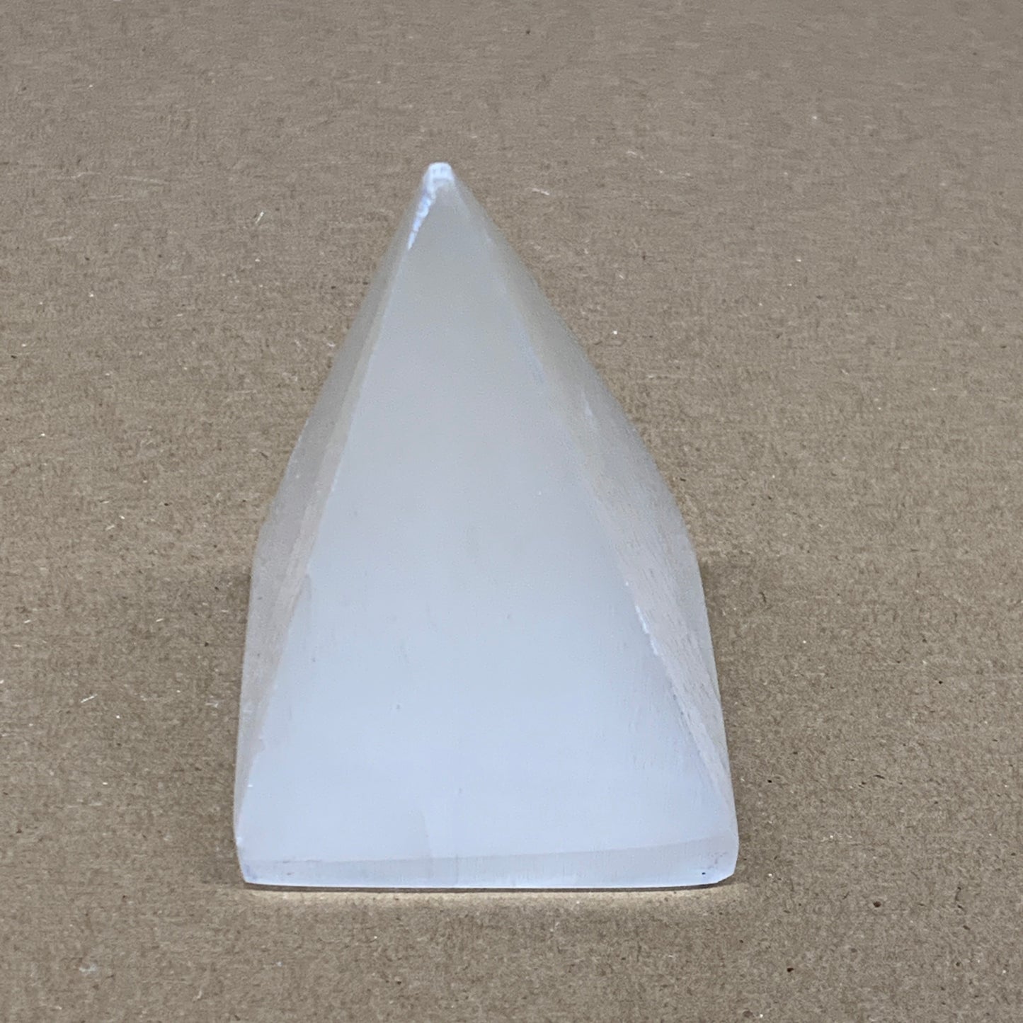 283g, 3.4"x2.4" White Selenite/Satin Spar Pyramid Crystal @Morocco, B24177