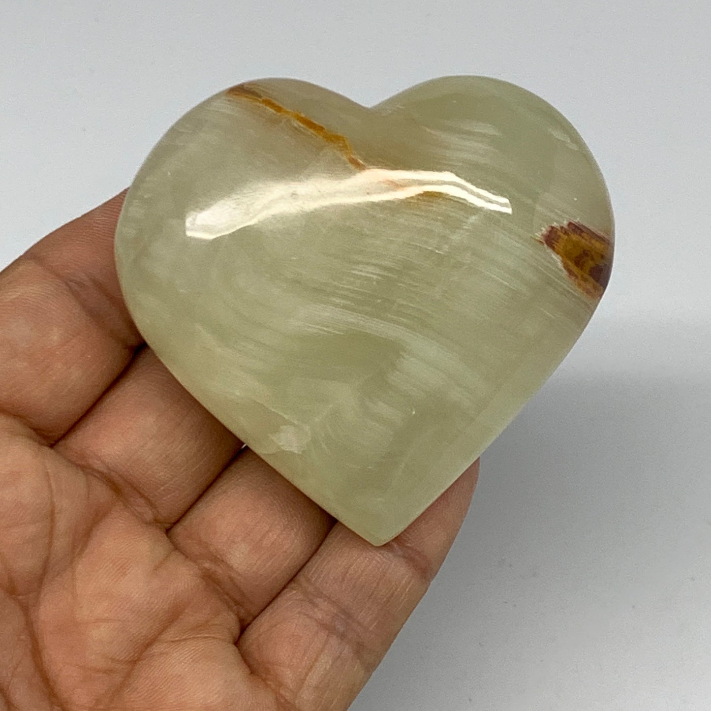 154.7g, 2.4"x2.6"x1.1" Natural Green Onyx Heart Polished Healing Crystal, B26620