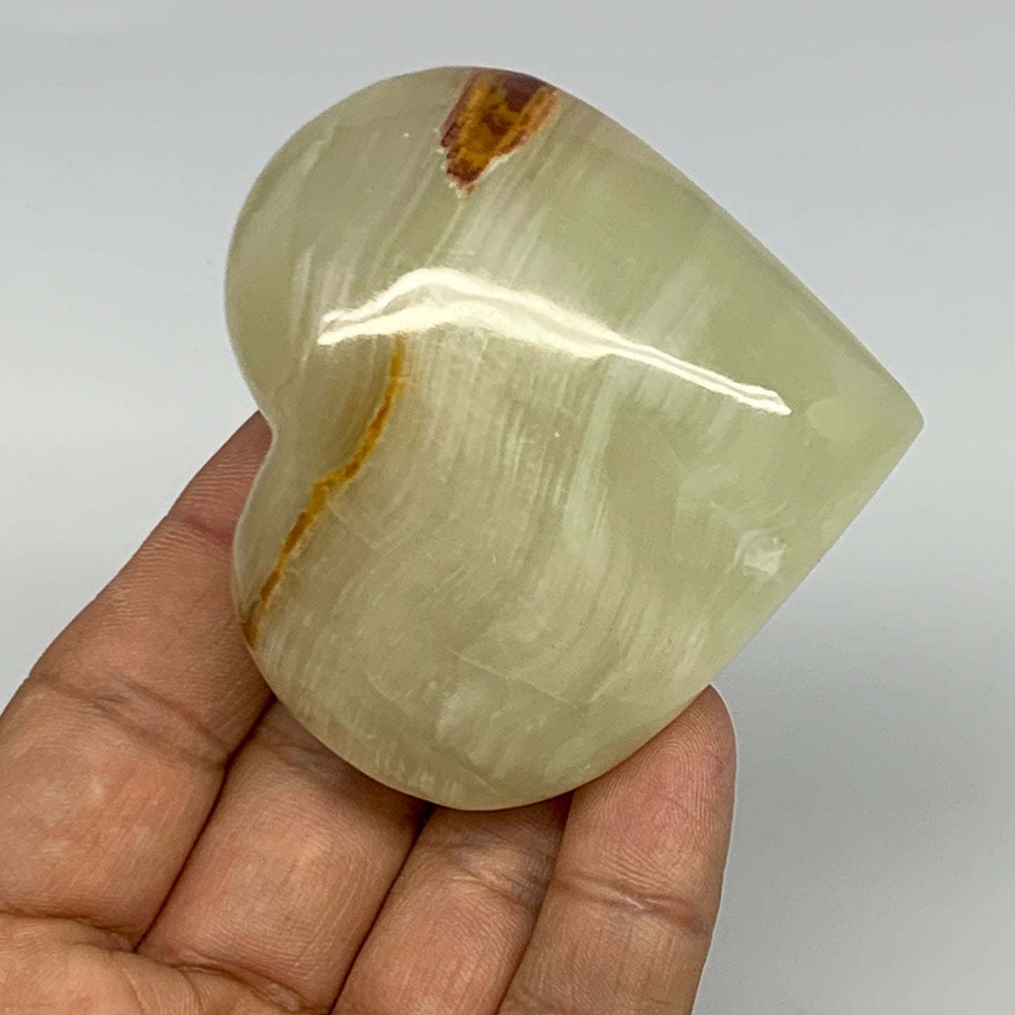154.7g, 2.4"x2.6"x1.1" Natural Green Onyx Heart Polished Healing Crystal, B26620